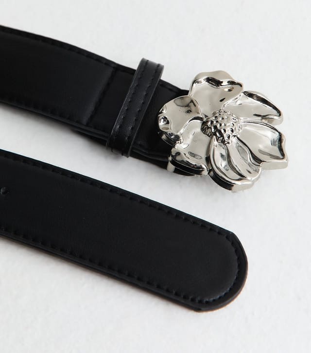 New Look Black Flower Buckle Belt New Look - 3