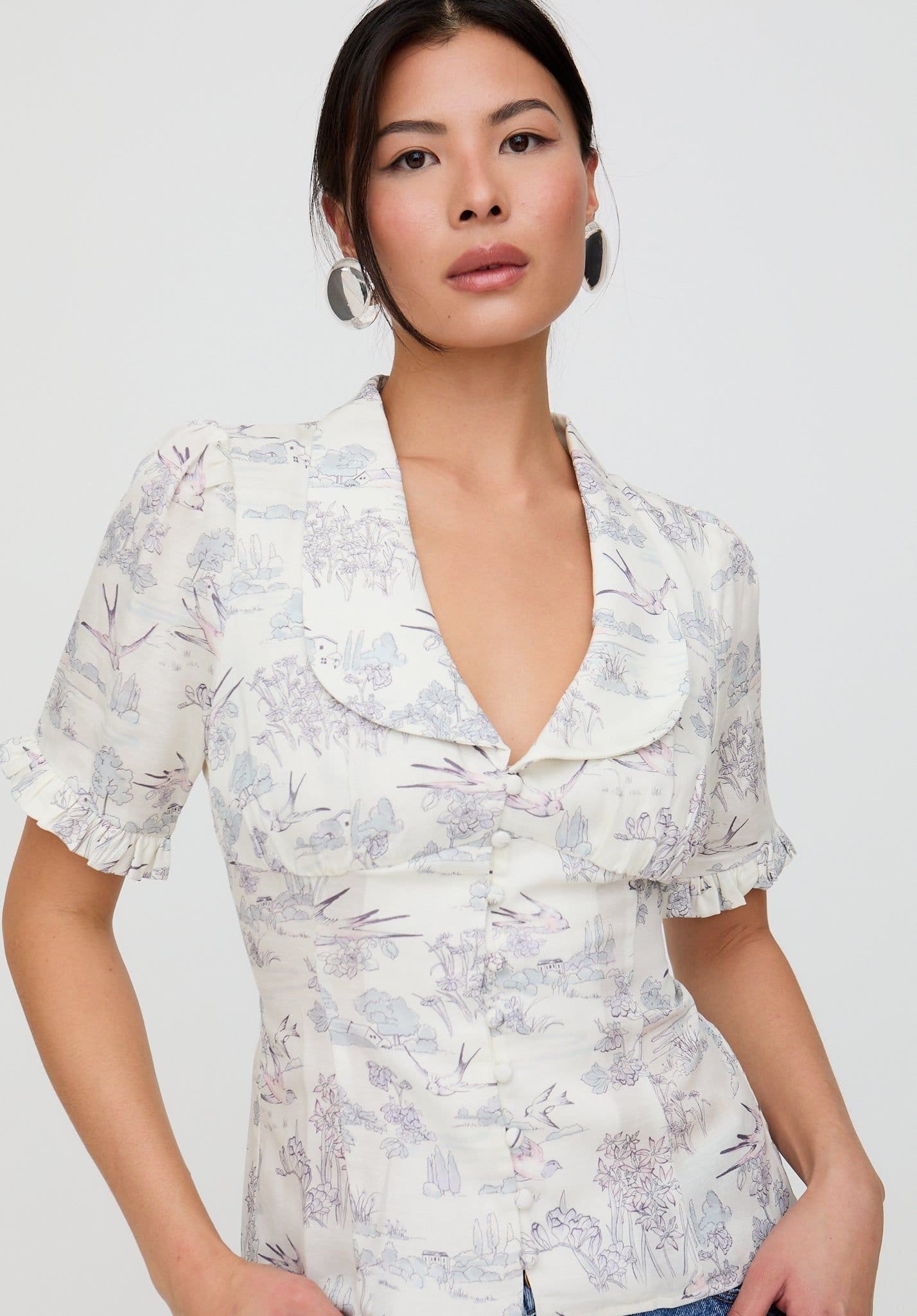 Lily and Lionel Cream Josephine Print Short Sleeve Shirt