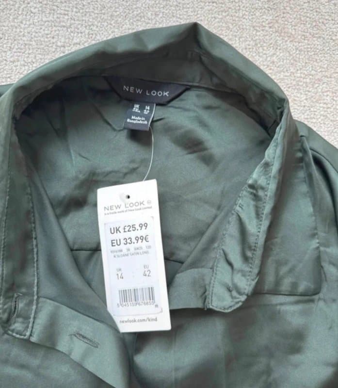 New Look New look green silk shirt size 14