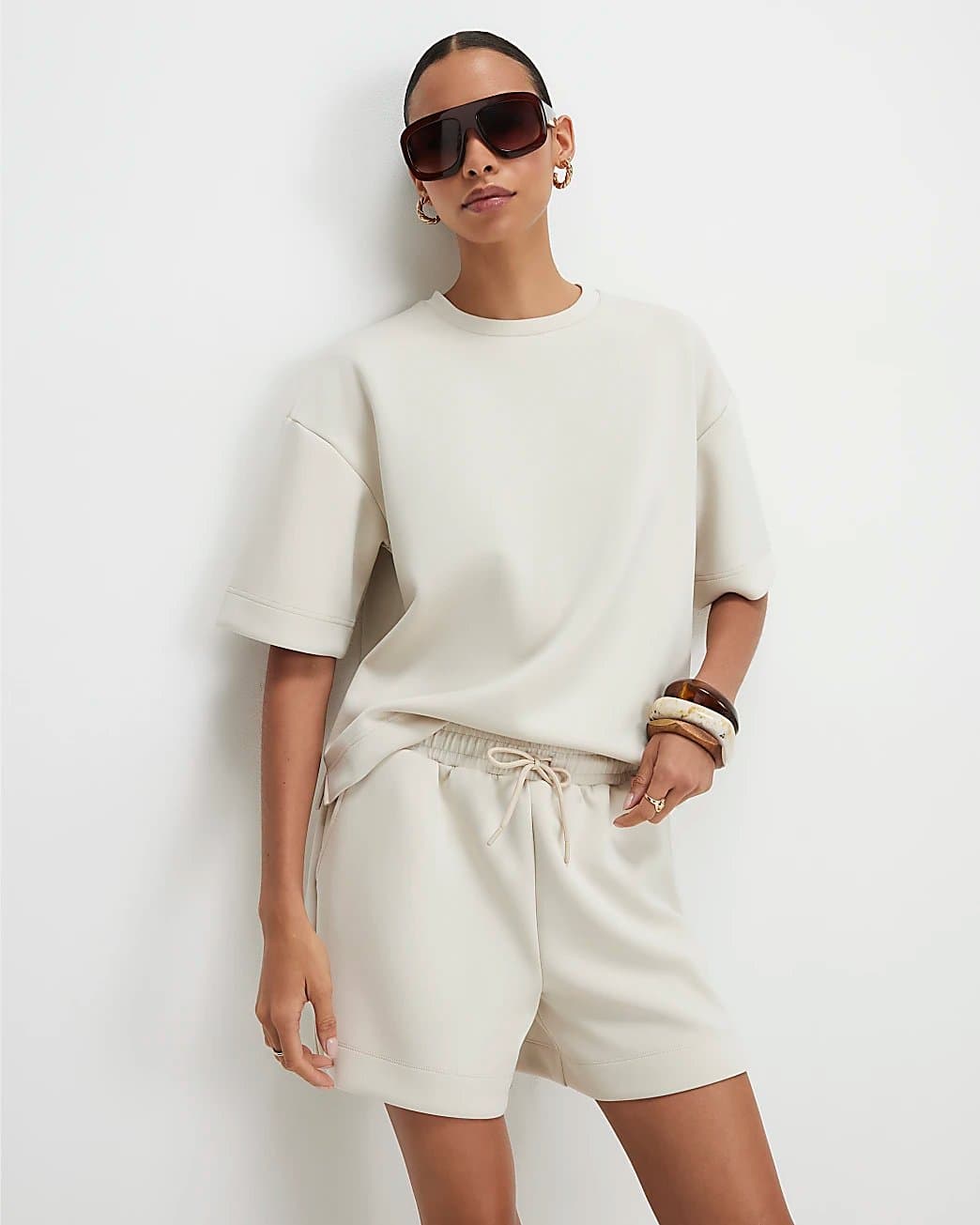 River Island River Island Womens Cream Premium Shorts