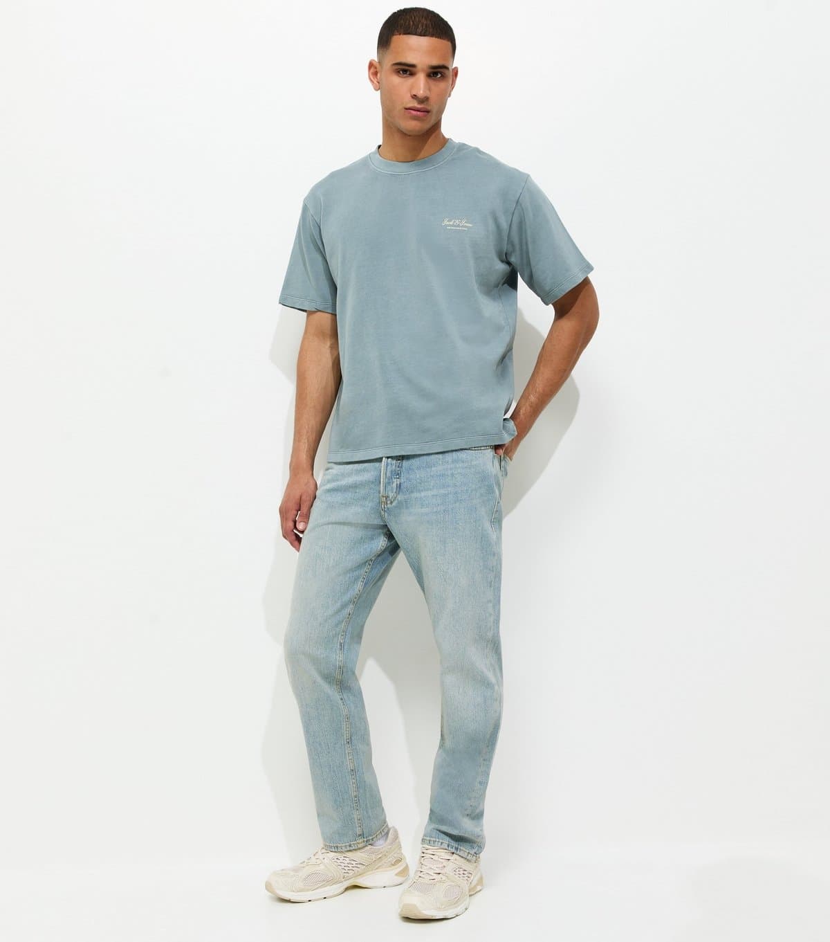 jack & jones Men's Light Blue Wash Straight Leg Jeans Jack & Jones New Look