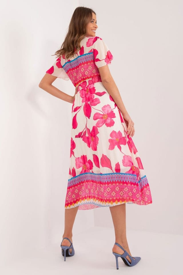 Love Lace Love Lace Women's Summer Frill Sleeve Belte​d Dress with Lining in Pink - 3