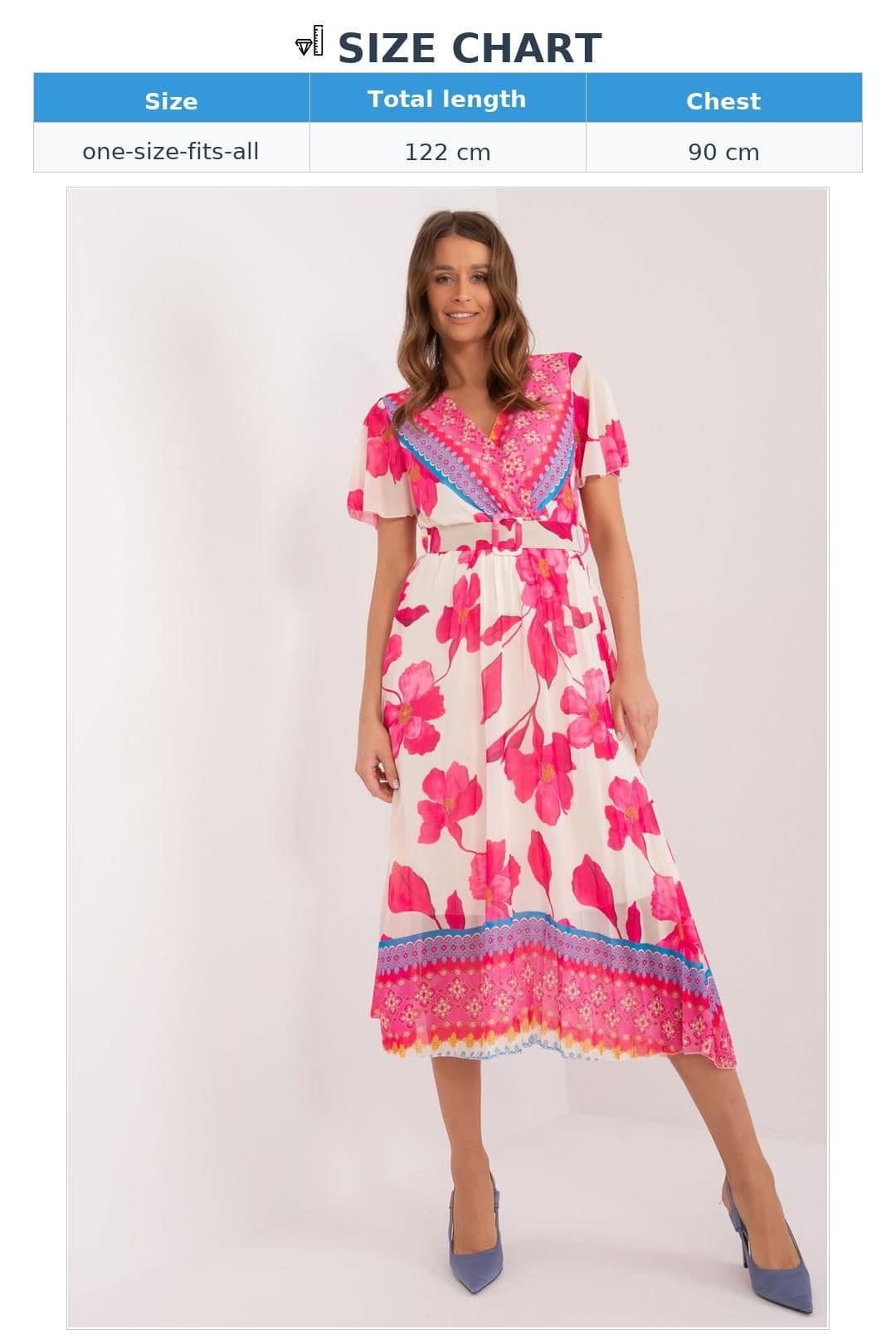 Love Lace Love Lace Women's Summer Frill Sleeve Belte​d Dress with Lining in Pink - 4