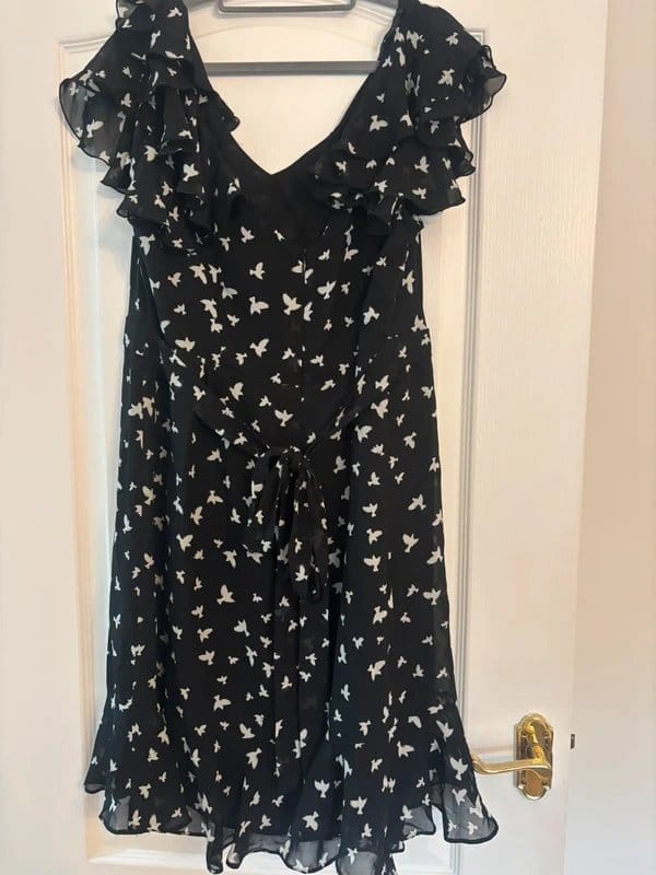 Holly Willoughby Vintage Bird Print Chiffon Dress Size 18