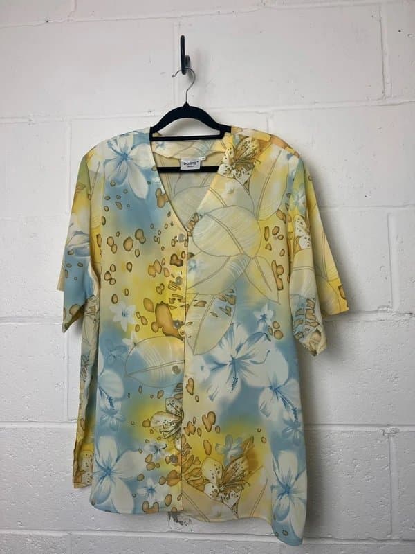 bibiana Vintage Pastel Floral Button-Up Blouse | Y2K Summer Top