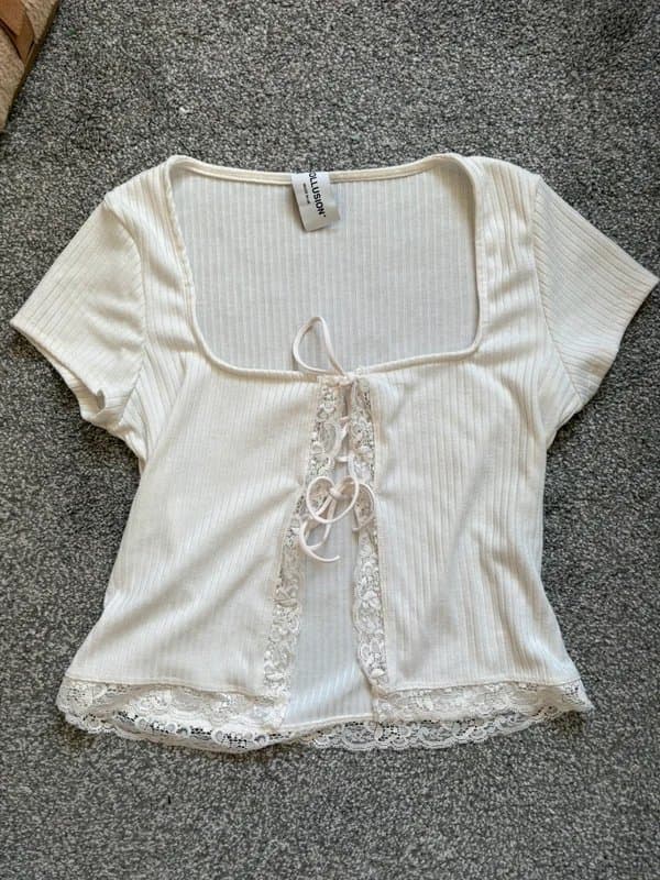 ASOS ASOS design lace tie top