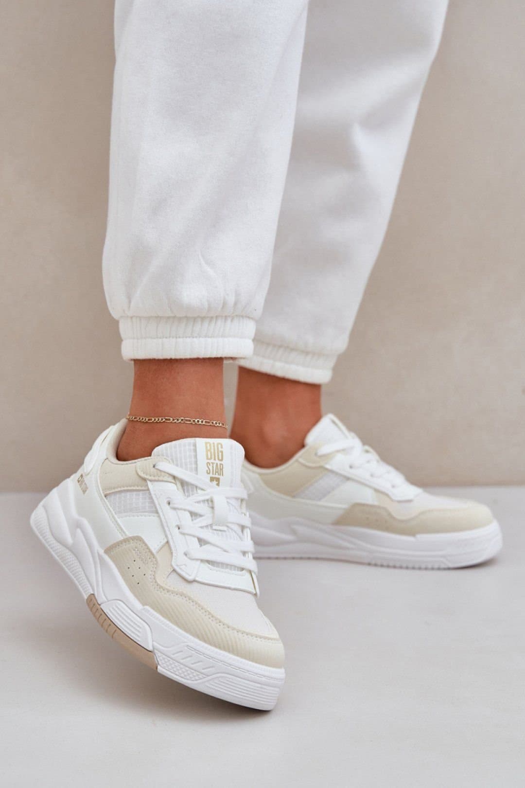 Love Lace Love Lace Women's Big Star Sport Sneakers in Comfort Rubber Sole Everyday in White
