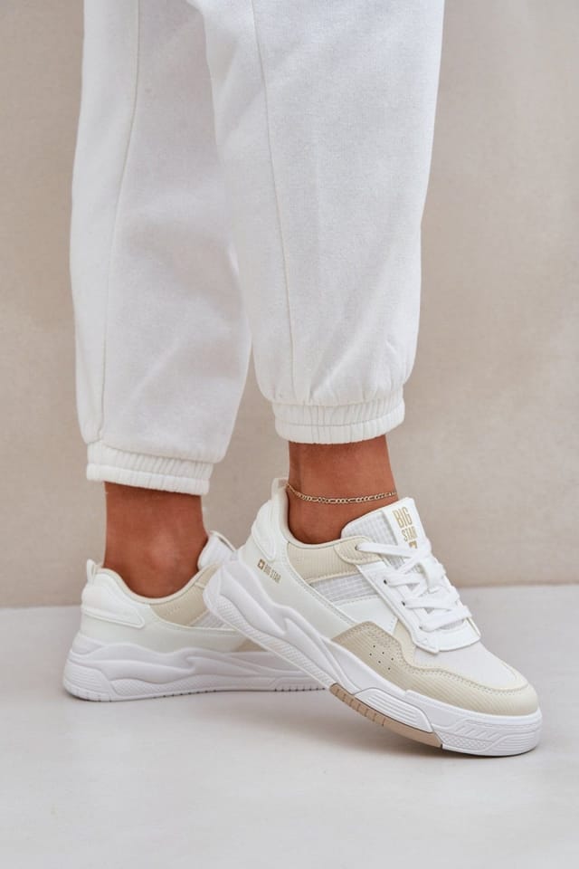 Love Lace Love Lace Women's Big Star Sport Sneakers in Comfort Rubber Sole Everyday in White - 3