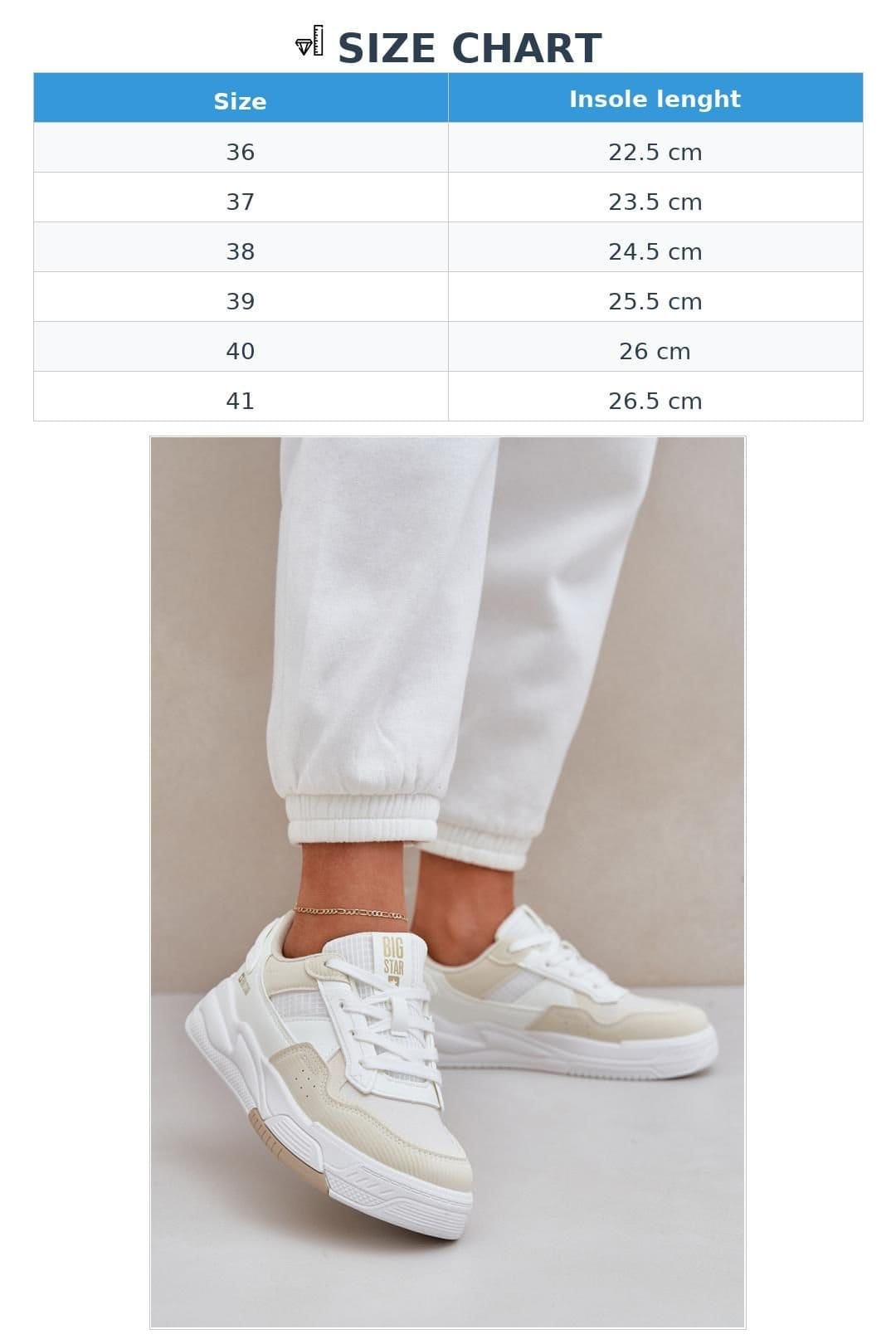 Love Lace Love Lace Women's Big Star Sport Sneakers in Comfort Rubber Sole Everyday in White - 4