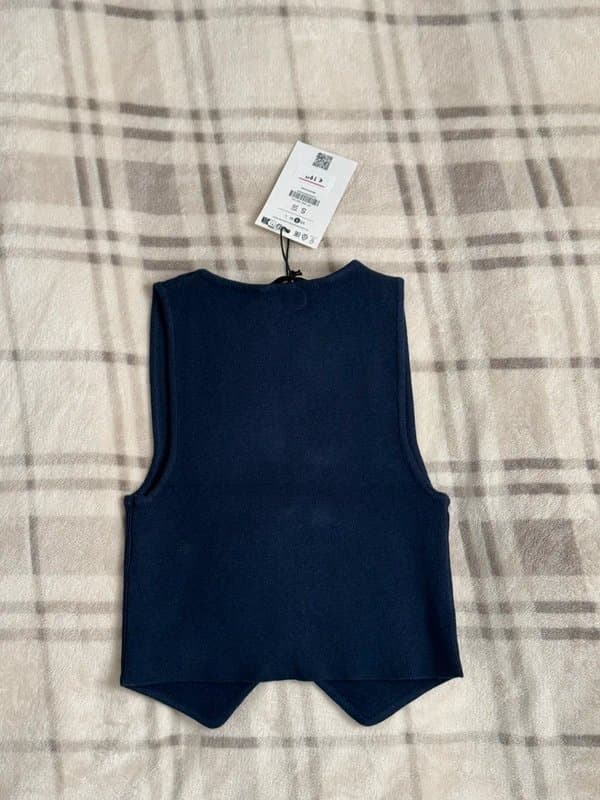 Bershka Bershka women's navy knit waistcoat/ sweater vest