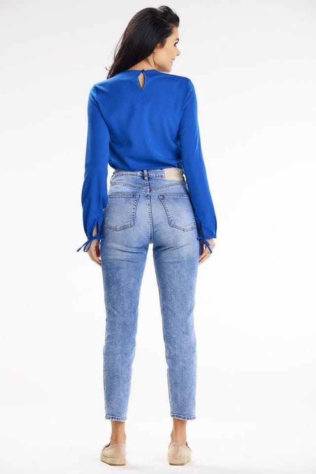 Love Lace Love Lace Women's Casual Long Sleeve Blouse With Tie Hem in Blue - 3