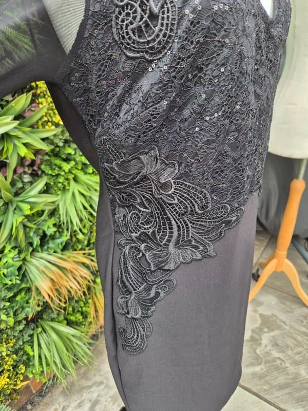 Lipsy Lipsy sequin embellished bodycon mini dress sheer applique sleeves size 16