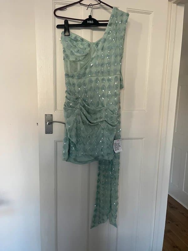 ASOS ASOS luxe sequinned dress size 12 turquoise beads sequins
