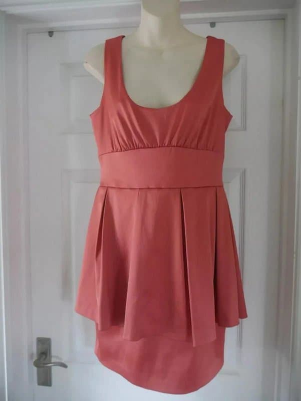 Teatro Orange Satin Dress Designer Teatro Size 12 Peplum Cocktail Party Evening Wedding