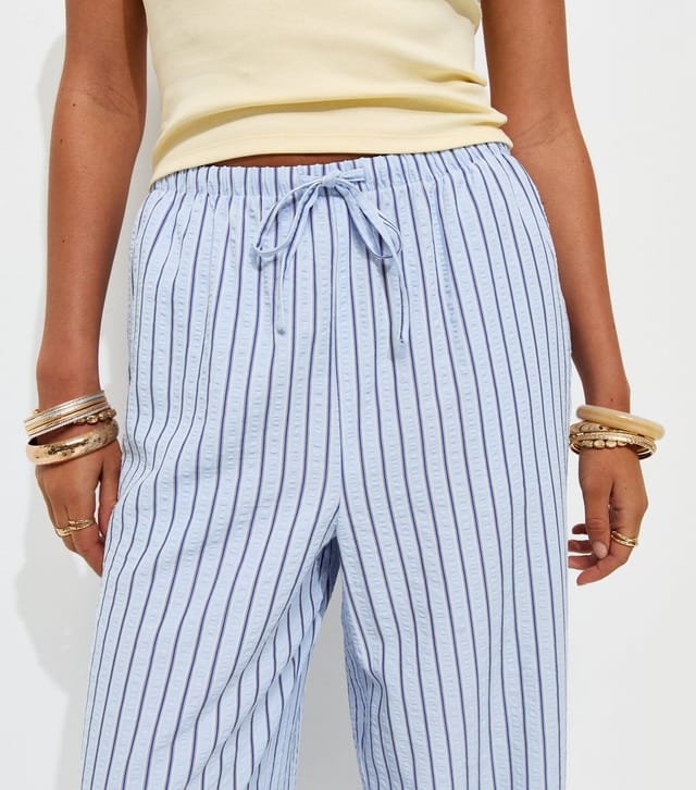 New Look Women's Blue Striped Seersucker Wide Leg Trousers New Look - 3
