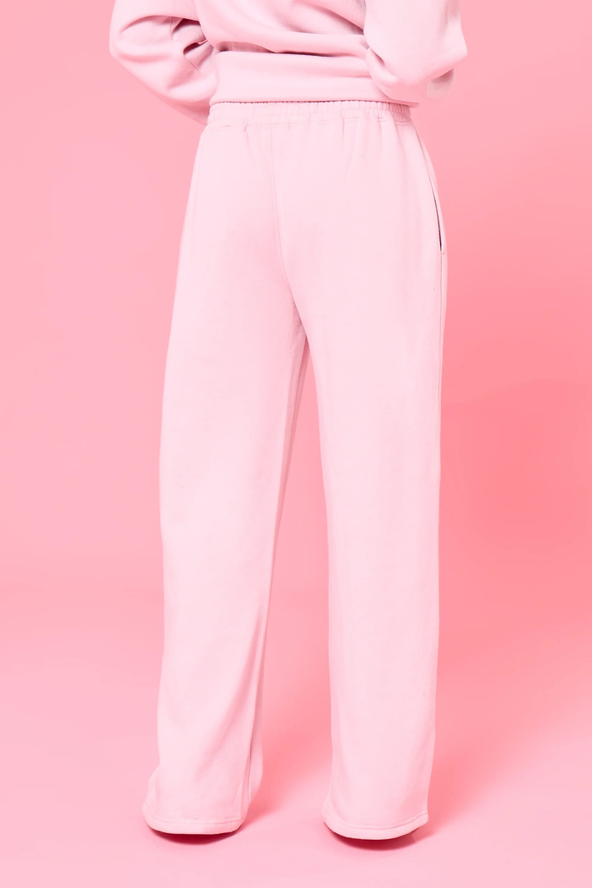 Kaiia Kaiia Slogan Wide Leg Joggers Baby Pink - 4