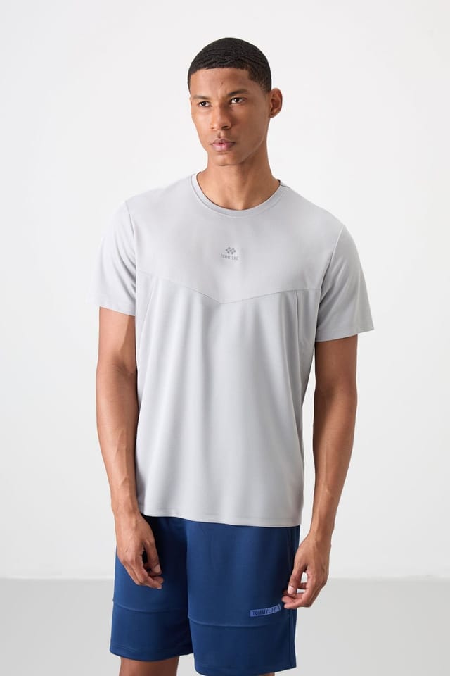 Tommy Life Tommy Life Men's Solid Polyester Crew Neck T-Shirt in Light Grey - 3