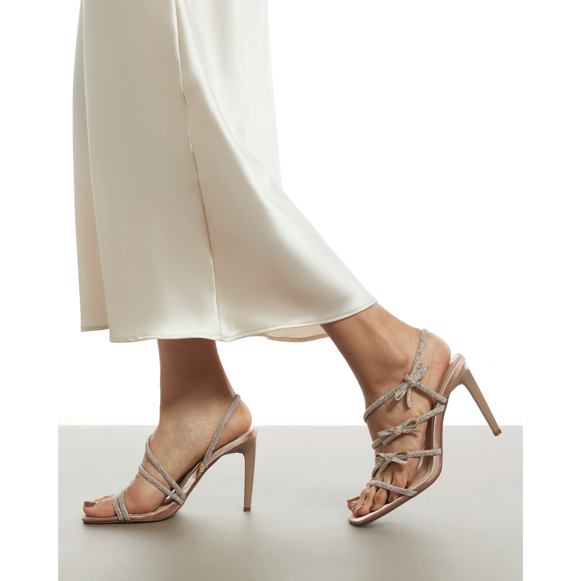 River Island River Island Womens Silver Diamante Strappy Heeled Sandals