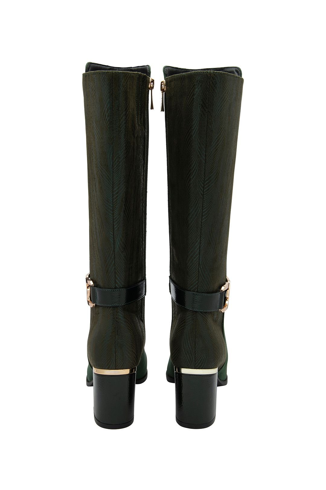 Lotus Lotus Women's Green 'Fitzgerald' Leather Wedge Mid-Calf Boots - 3