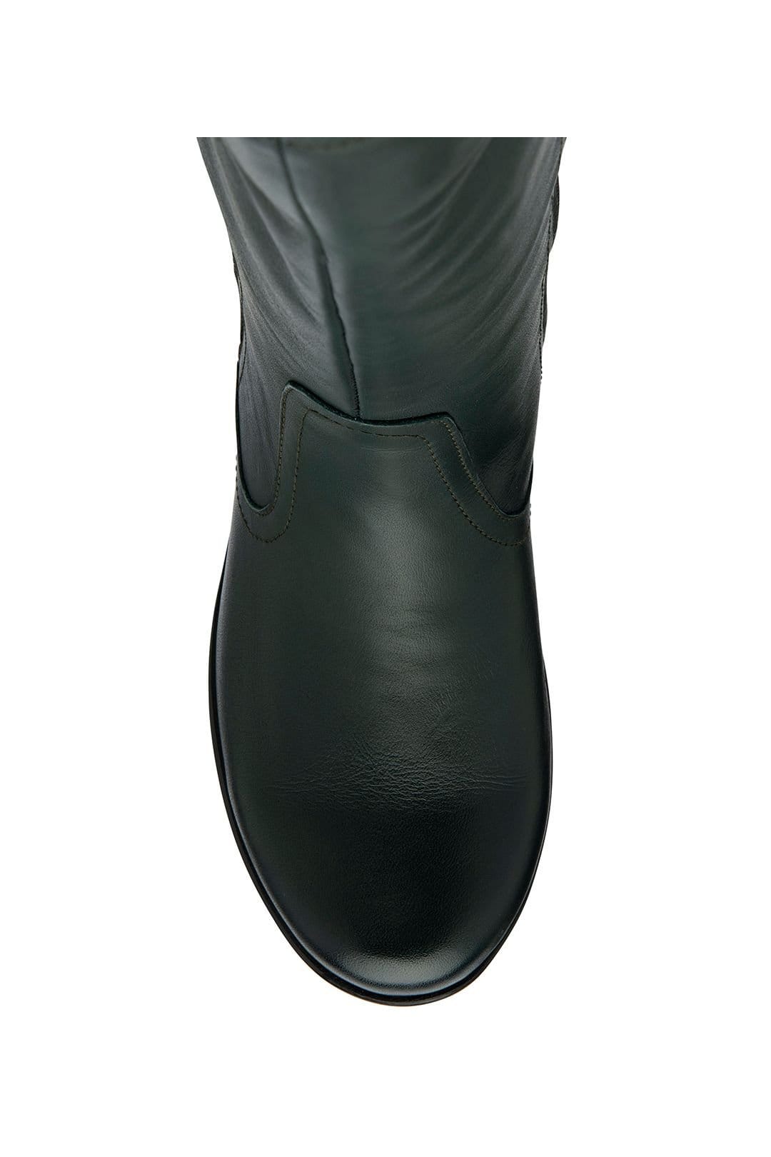 Lotus Lotus Women's Green 'Fitzgerald' Leather Wedge Mid-Calf Boots - 4