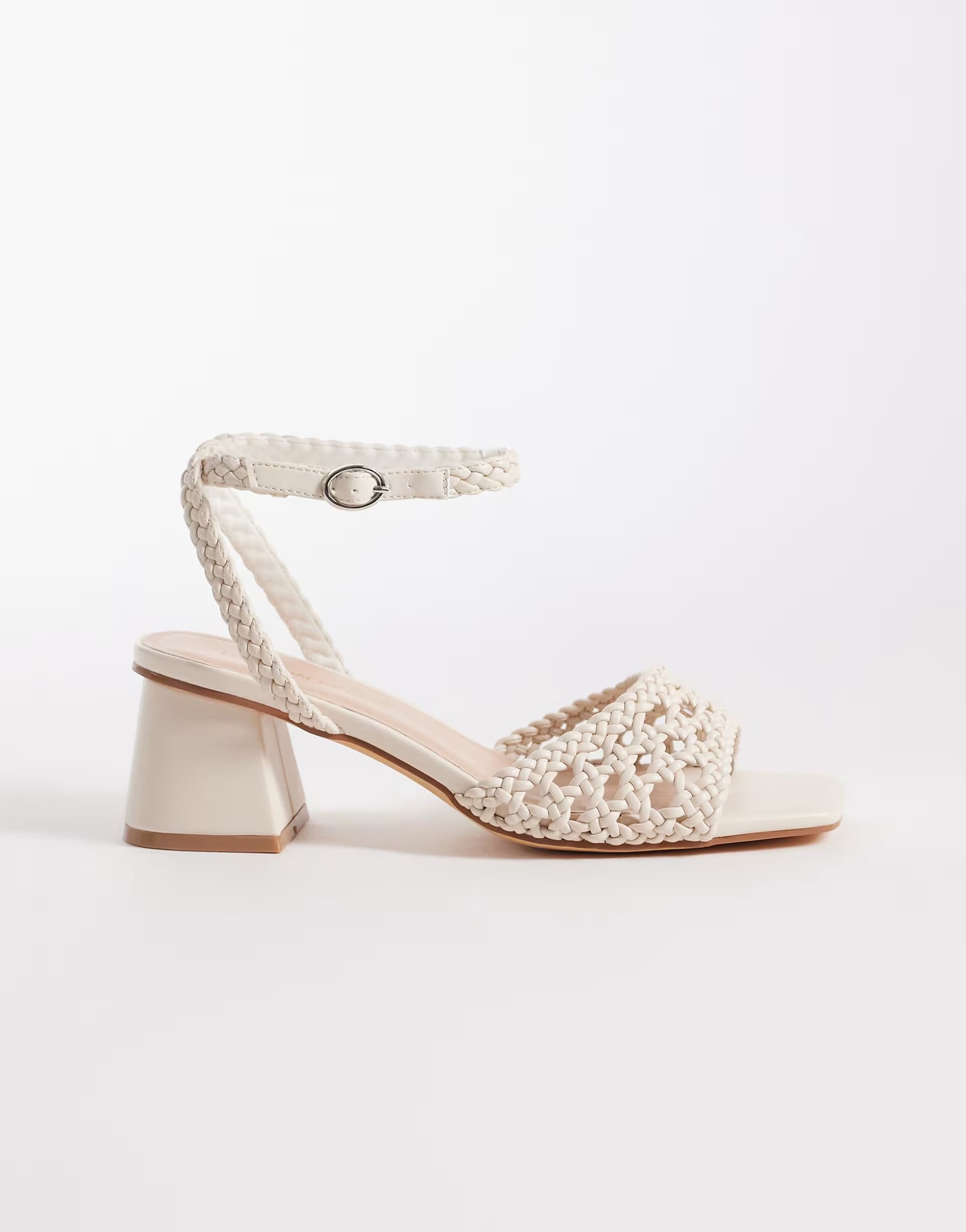 ASOS London Rebel Anita block heeled woven sandal in cream