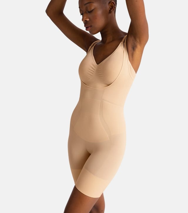 Dorina Women's Pale Pink Open Bust Shaping Bodsyuit Dorina New Look - 2