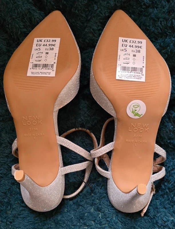 New Look New Look Silver Glitter Strappy Heels New – Size 5 / 38 | Vegan | Perfect for Weddings & Parties