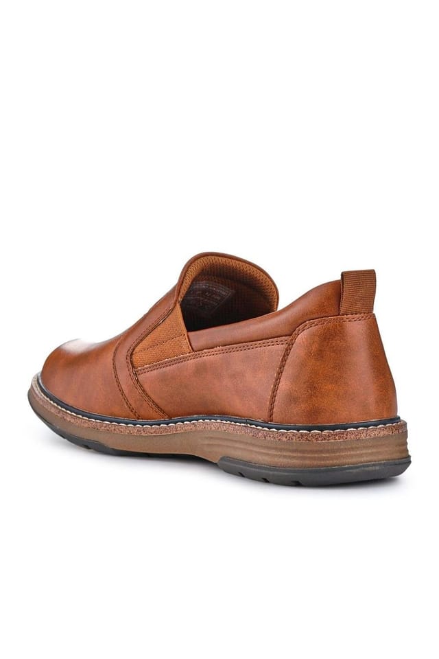 Pavers Pavers Men's Wide Fit Elasticated Slip-On Shoes in Tan - 3