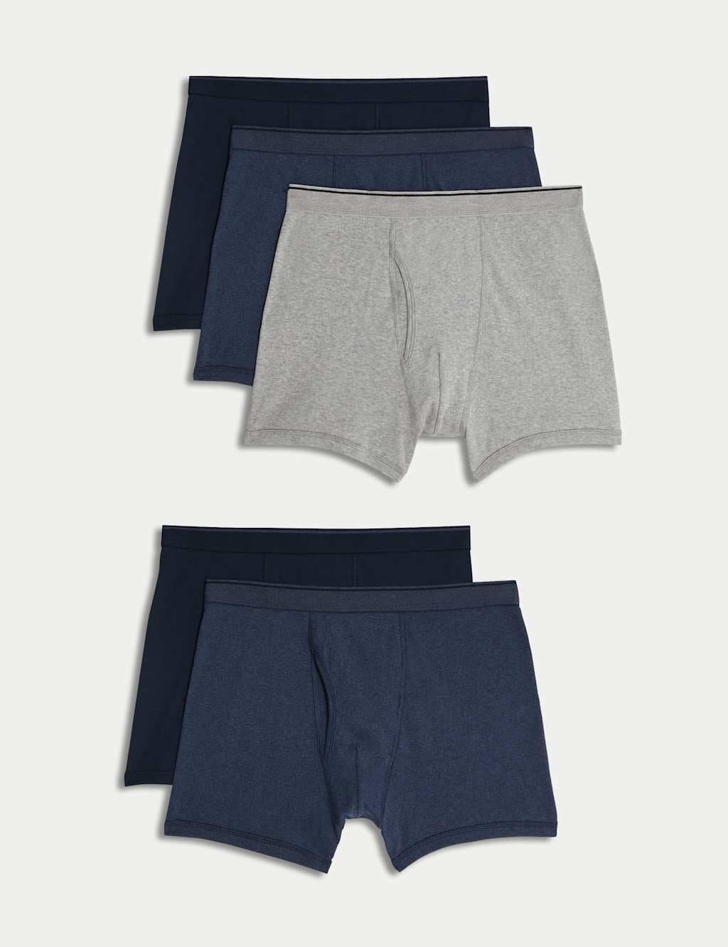 Marks & Spencer M&S 5 Pack Pure Cotton Cool & Fresh™ Trunks Blue Mix