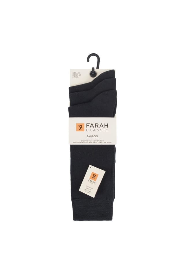 Farah FARAH Men's 3 Pack Bamboo Dress Socks Soft Breathable Socks in Black - 2