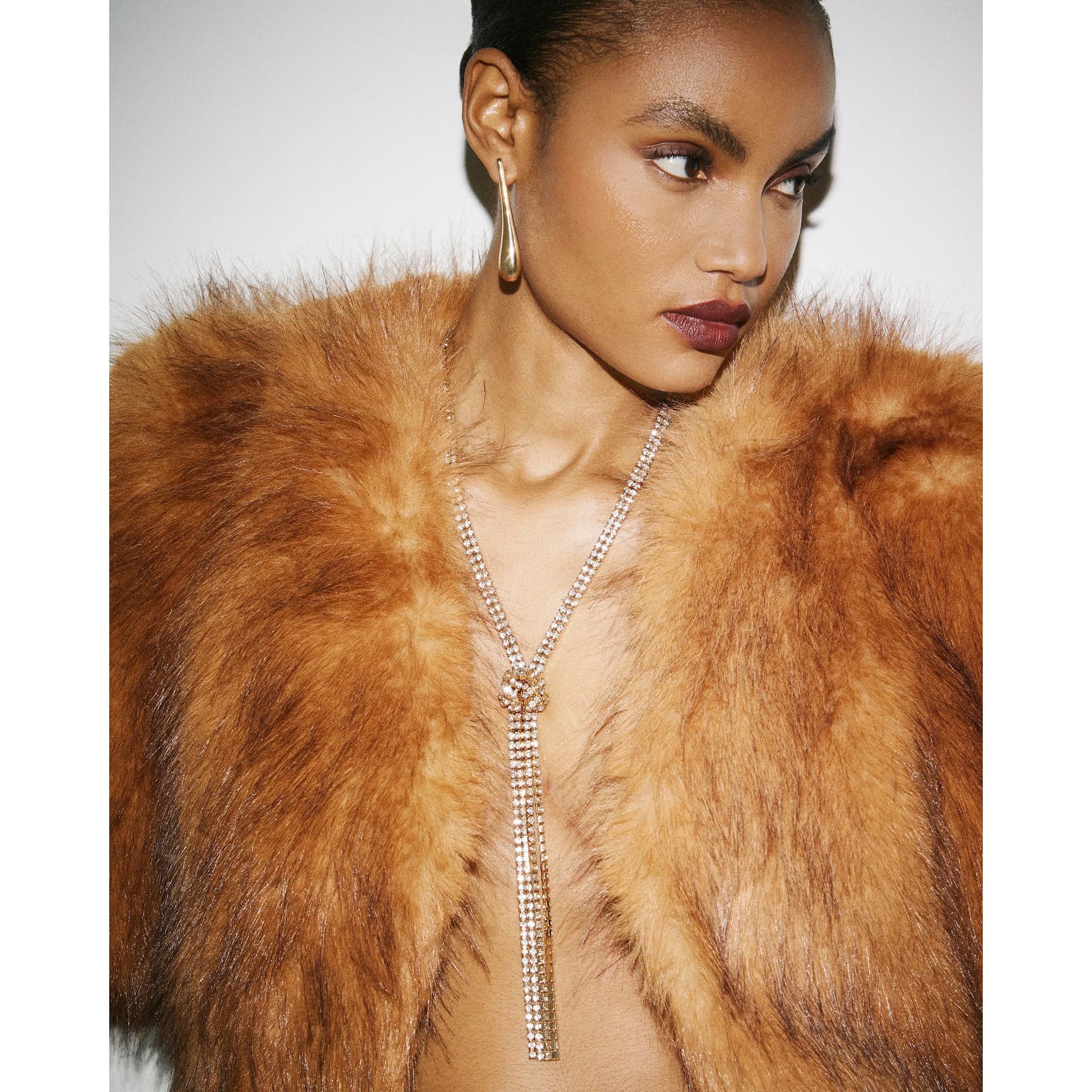 River Island River Island Womens Gold Beaded Chain Knotted Necklace