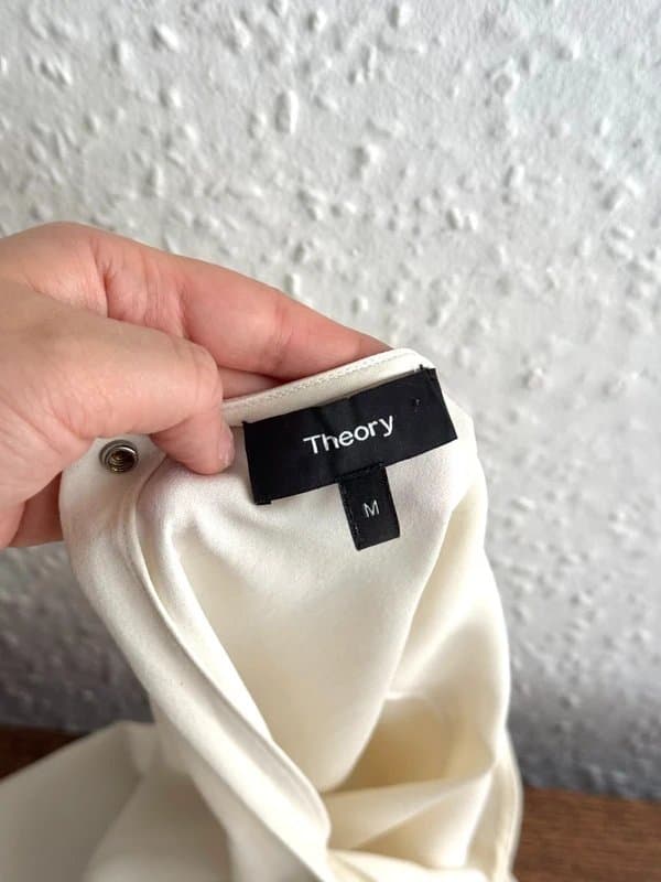 Theory Women's Theory Silk Cream Lognsleeve Blouse - Size M