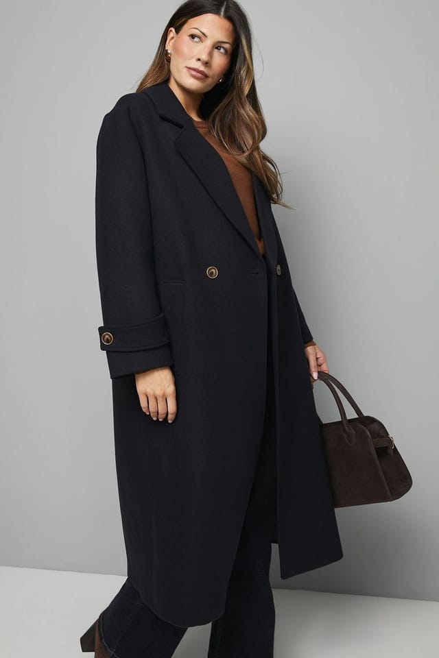 Wallis Wallis Women's Double Breasted Car Coat in Navy - 2