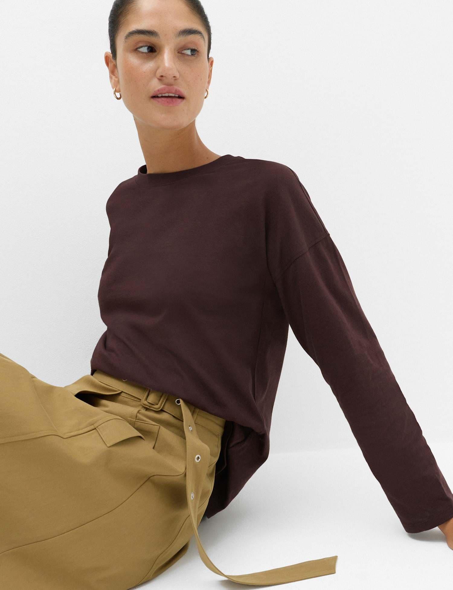 Marks & Spencer M&S Pure Cotton Relaxed Top Chocolate