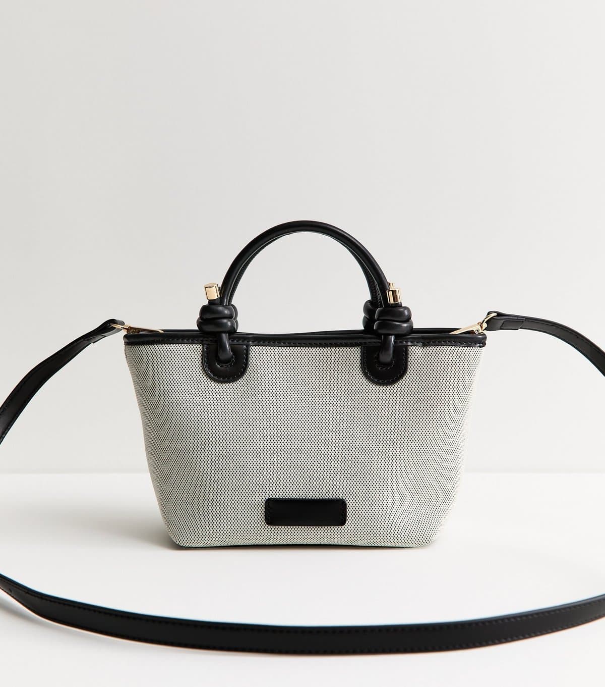 New Look Black Mini Canvas Knot Handle Tote Bag New Look
