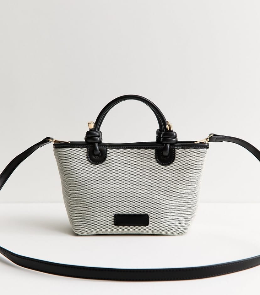 New Look Black Mini Canvas Knot Handle Tote Bag New Look - 1