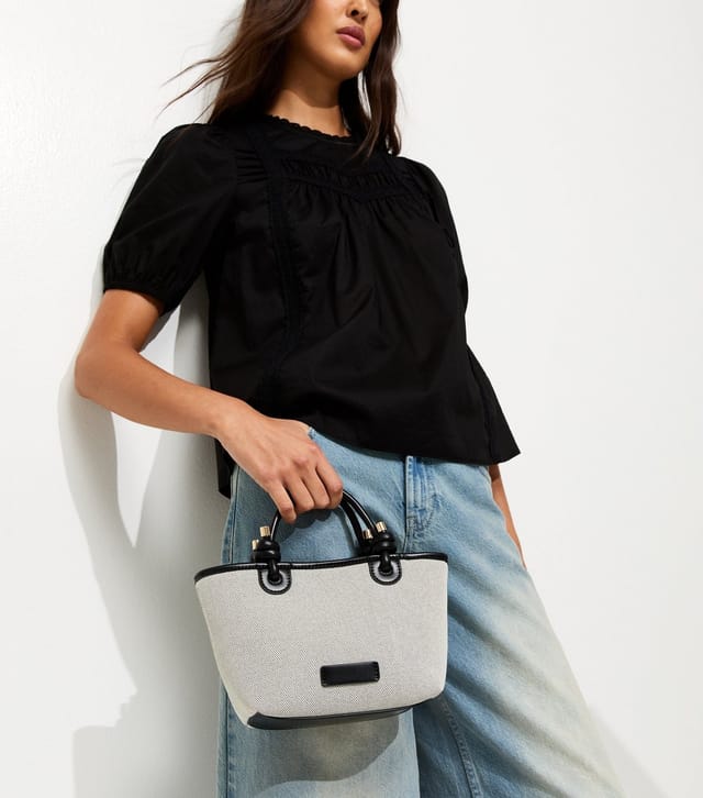 New Look Black Mini Canvas Knot Handle Tote Bag New Look - 2