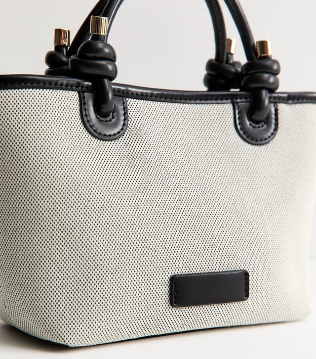 New Look Black Mini Canvas Knot Handle Tote Bag New Look - 3