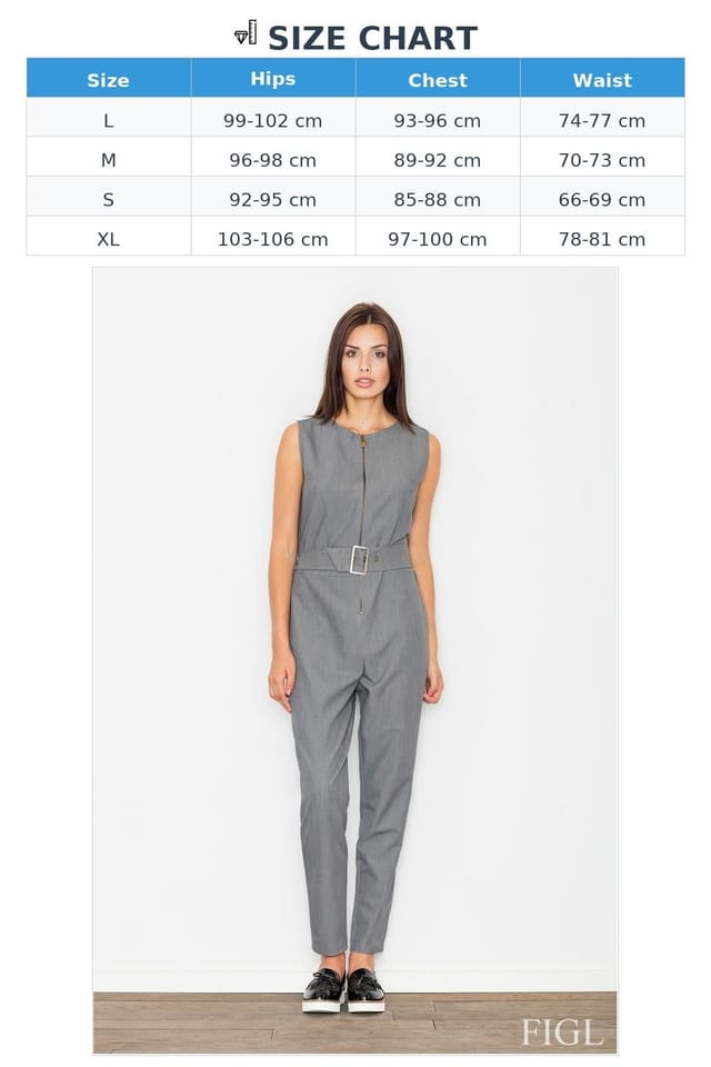 Love Lace Love Lace Women's Sleeveless Zip Overalls With Waist Belt Buckle in Grey - 2