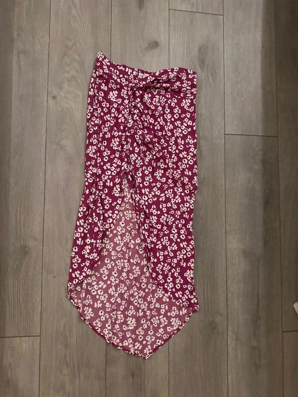 Bershka Purple Floral A-Line Midi Skirt