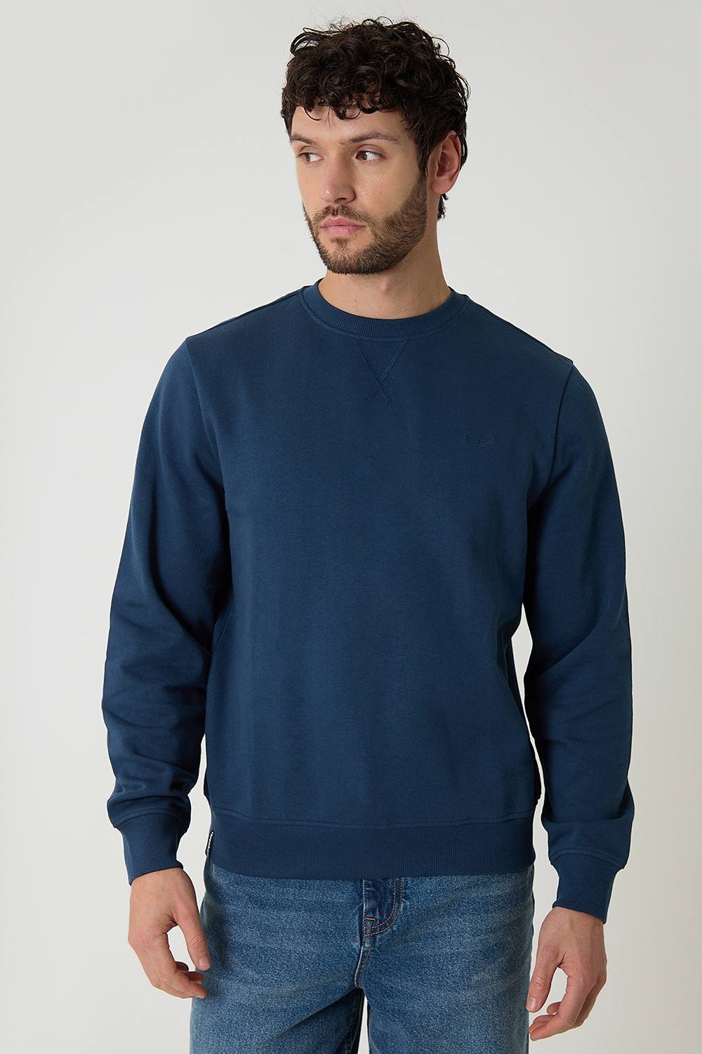 Threadbare Threadbare Men's Cotton Blend Crew Neck Sweatshirt in Dark Blue - 4