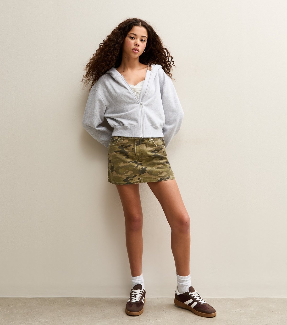 New Look Girls' Khaki Camouflage Denim Skort New Look - 3