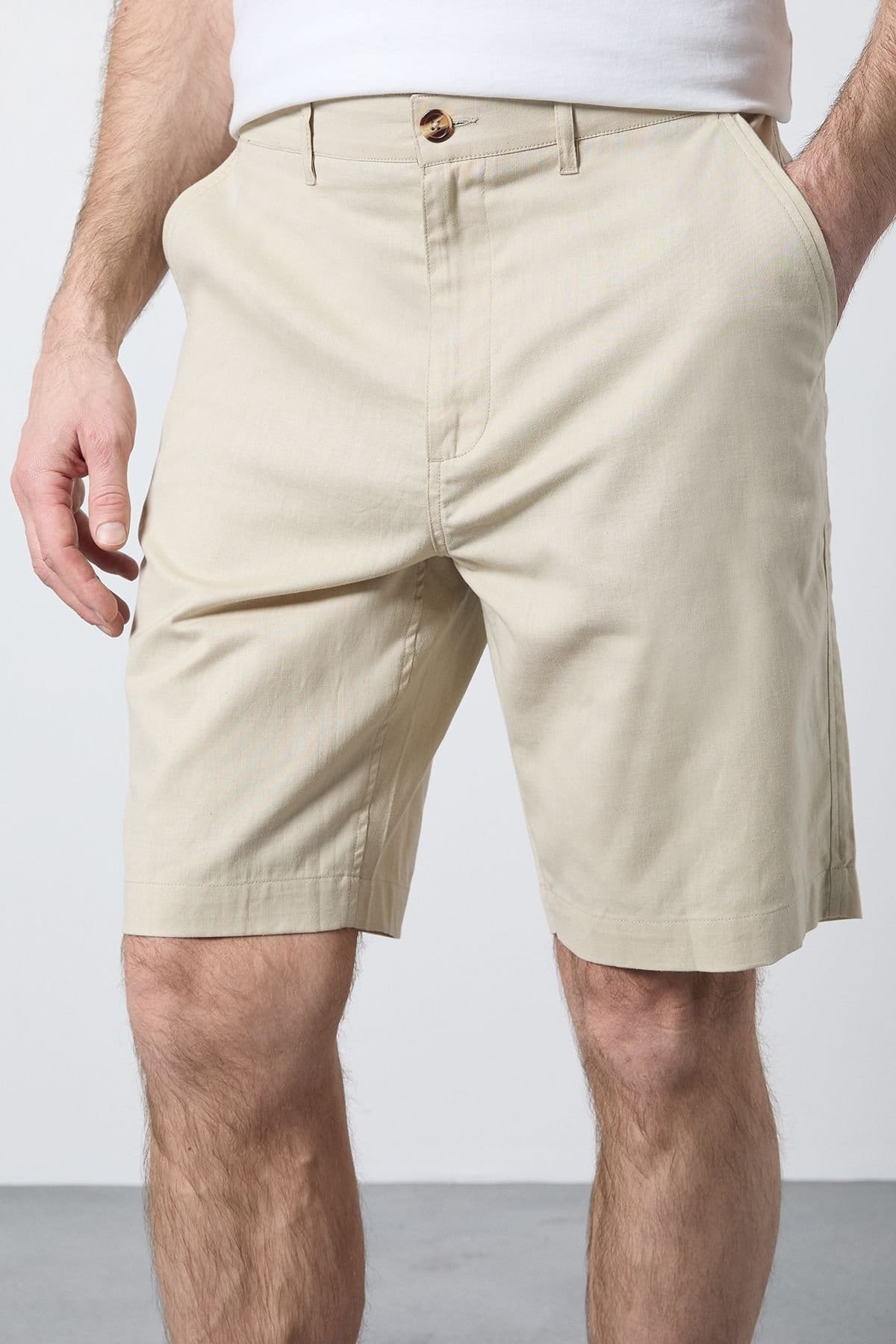 Maine Maine Men's Stone Premium Cotton Linen Shorts - 4