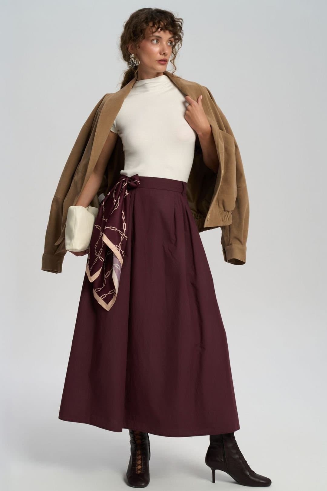 MAI STUDIOS CO. MAI STUDIOS CO. Burgundy Cotton Maxi Skirt