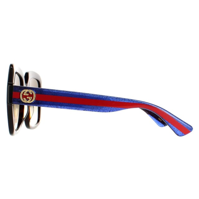 Gucci Gucci Women's Square Havana Glitter Blue & Red Brown Gradient GG0036SN - 3