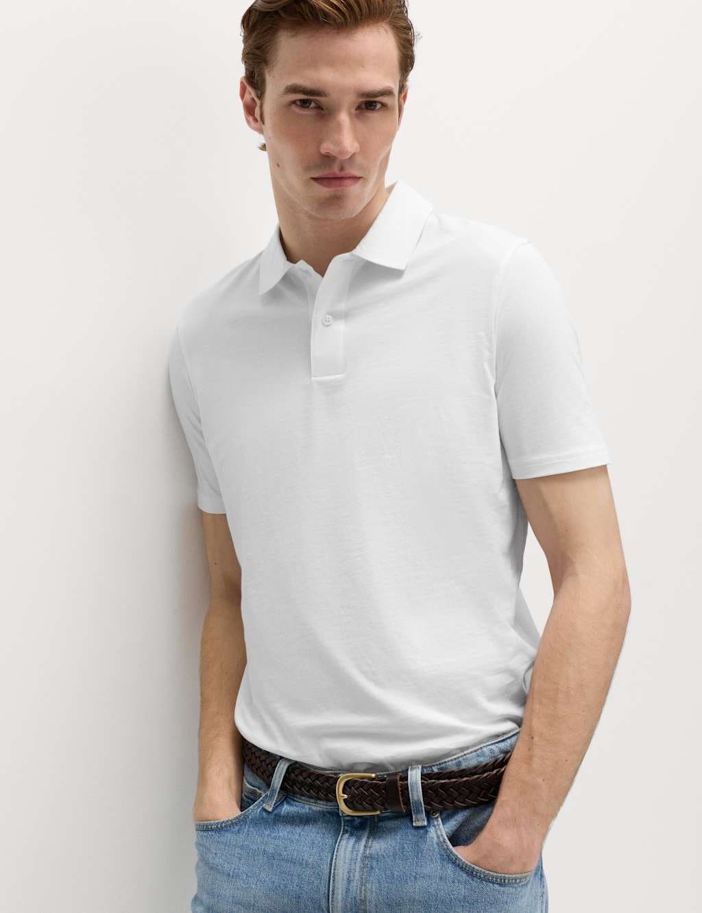 Marks & Spencer M&S White Cotton Jersey Polo Shirt