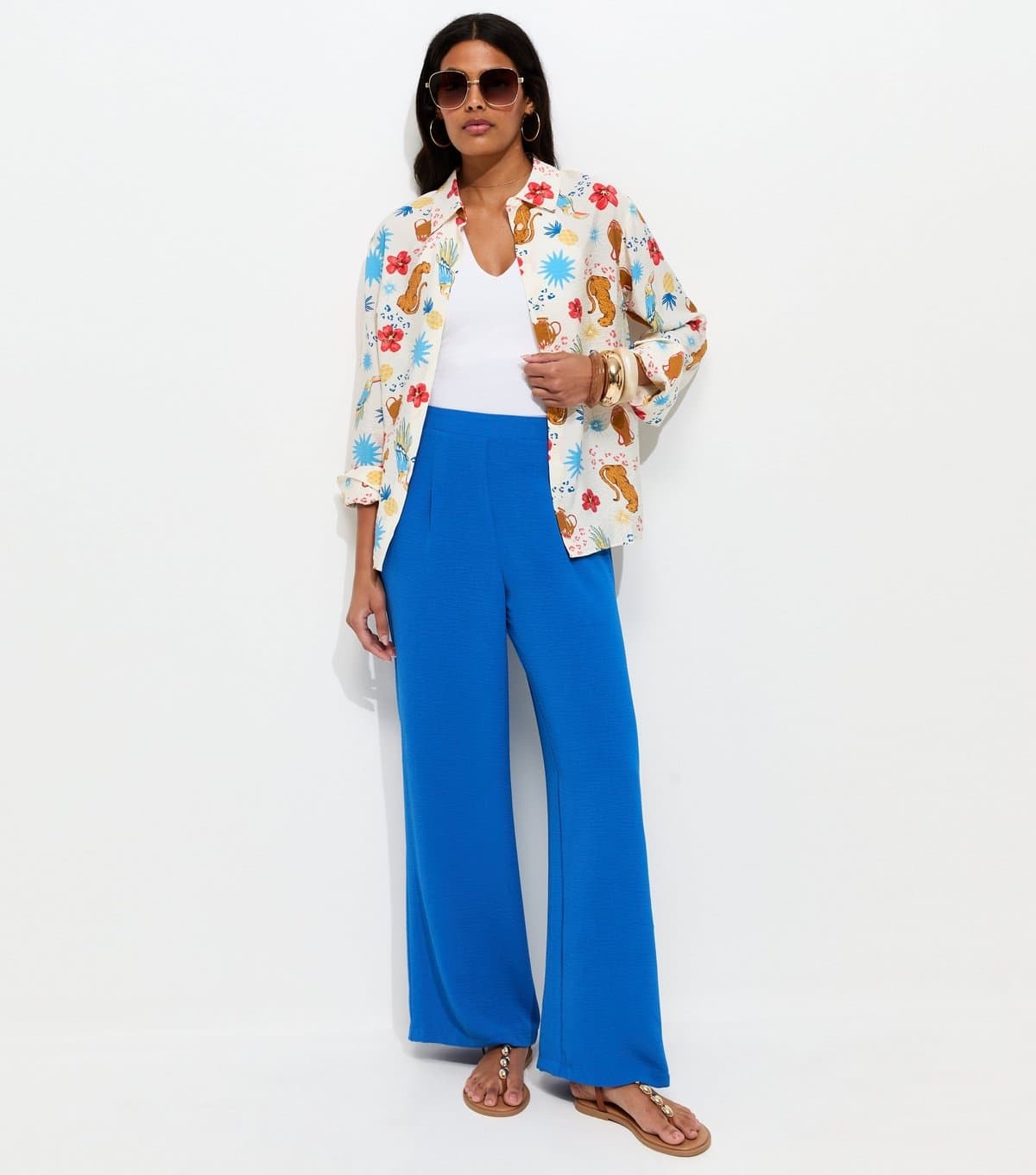 New Look Women's Bright Blue Wide Leg Trousers New Look