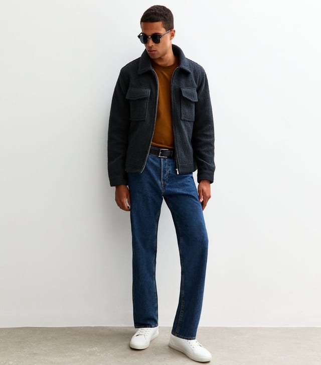 New Look Men's Navy Regular Fit Boucle Texture Jacket New Look - 3