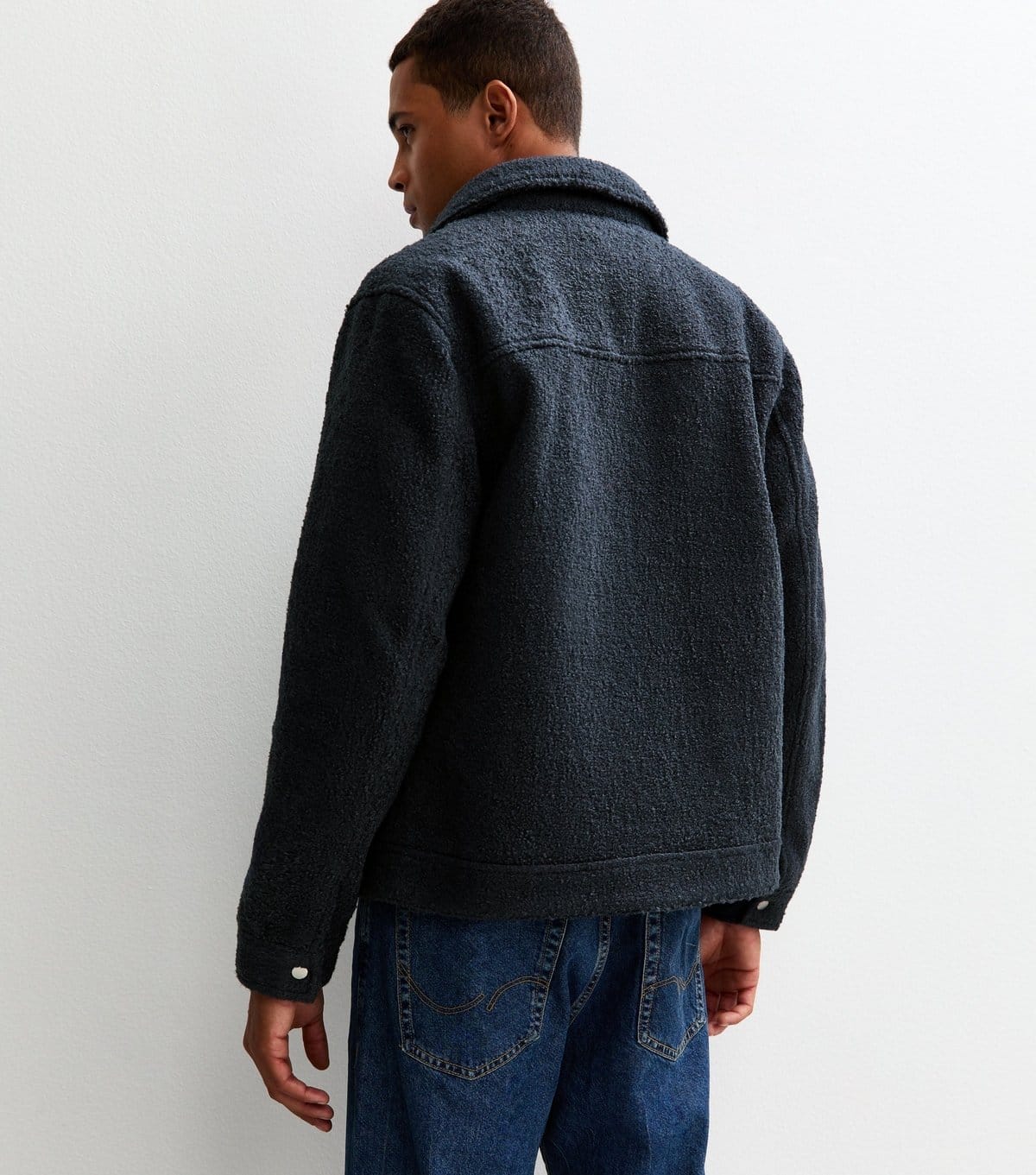 New Look Men's Navy Regular Fit Boucle Texture Jacket New Look - 4