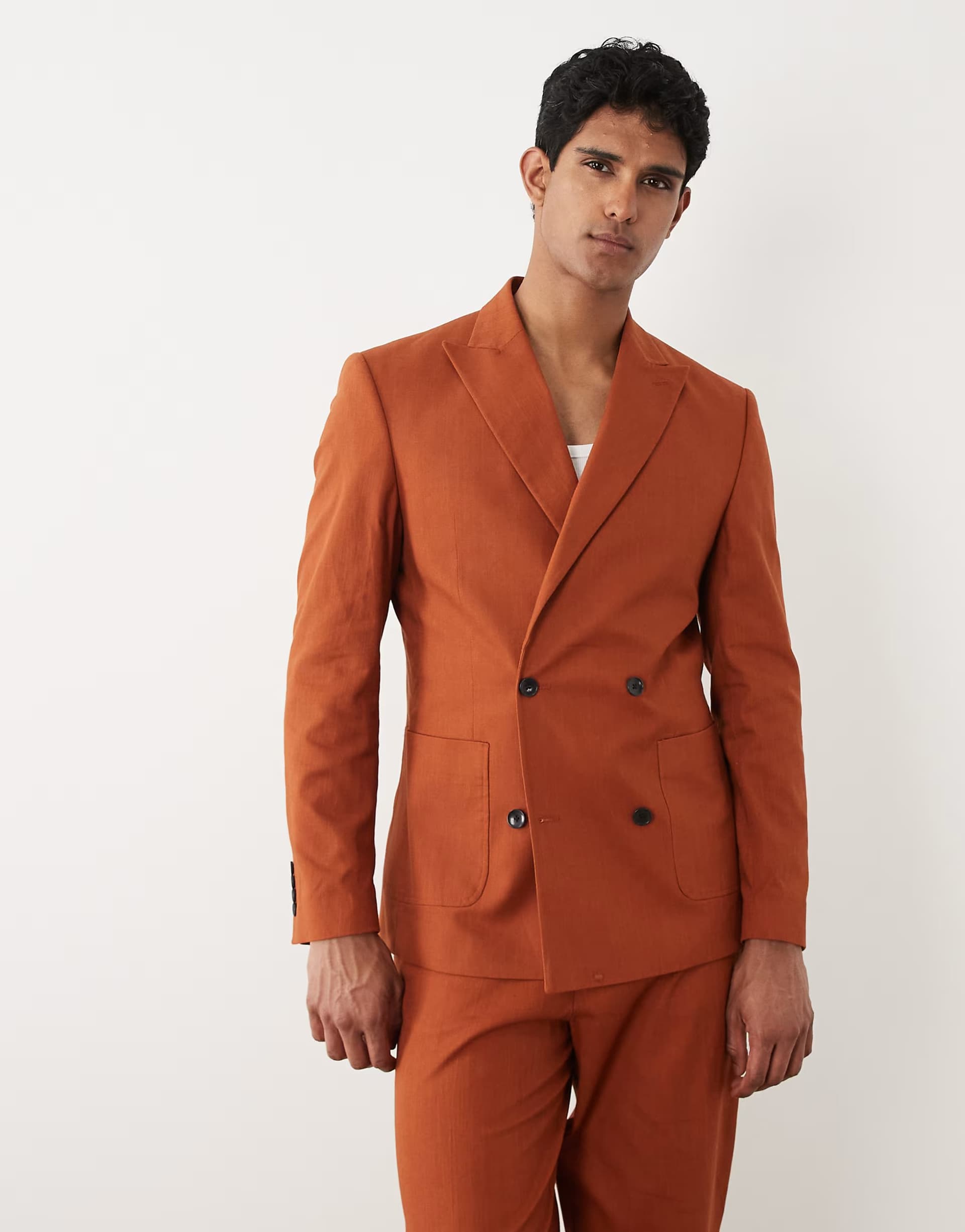 ASOS ASOS Burnt Orange Linen Look Blazer